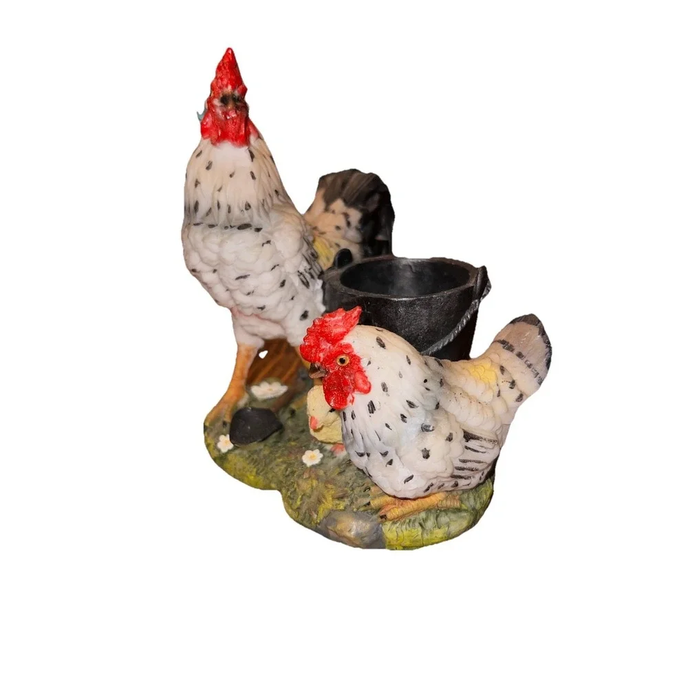 Vintage‎ Rooster Hen Family Figurine Country Cottagecore Farmhouse Decor Accent